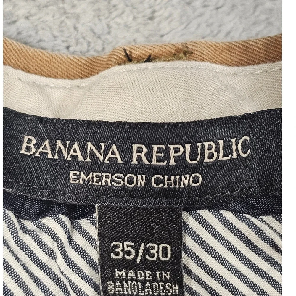 Banana Republic Emerson Chino Mens 35x30 Khaki Tan Cotton Straight Leg Pants